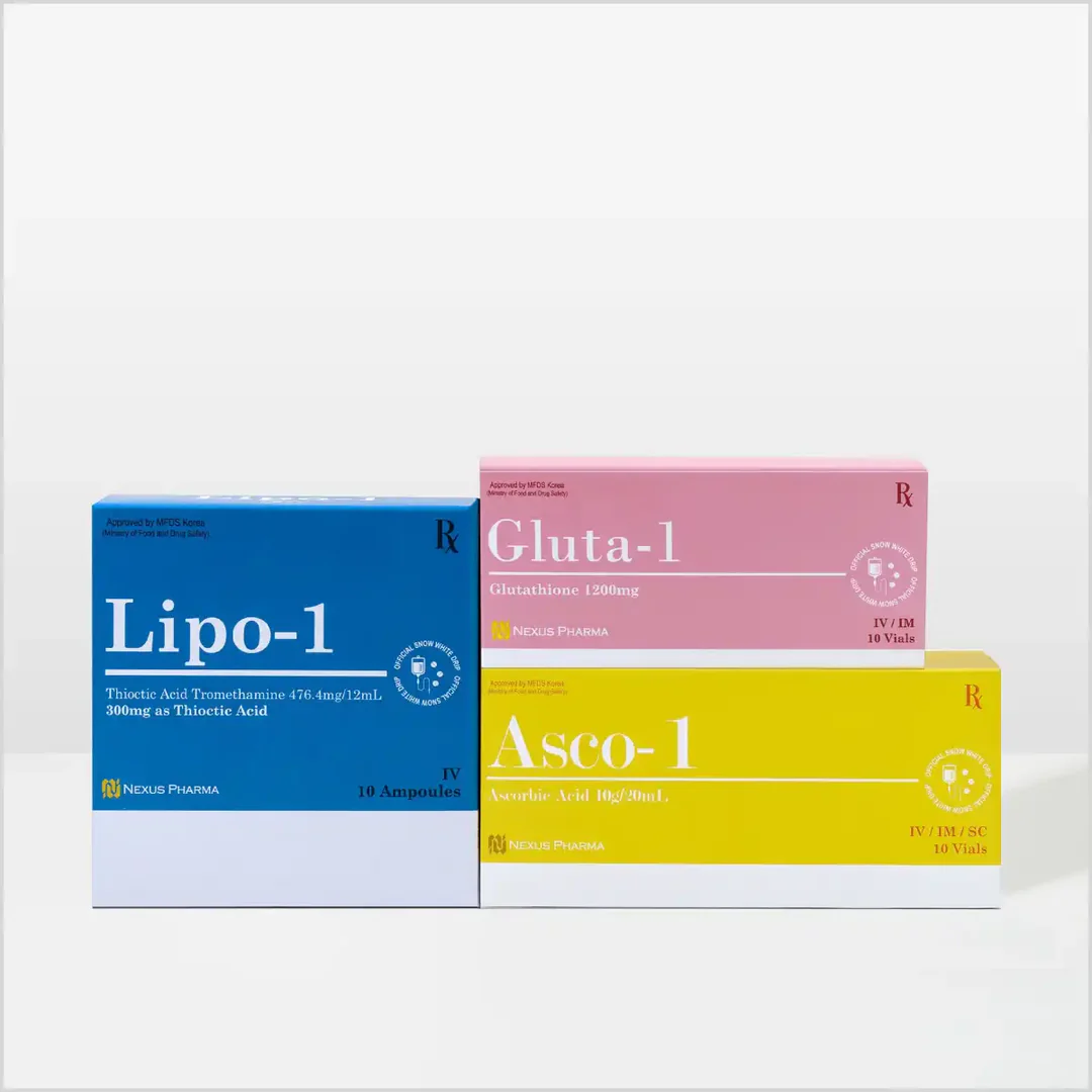Gluta 1 Snow White with Lipo 1 & Asco 1 Skin Whitening Injections – Made in Korea